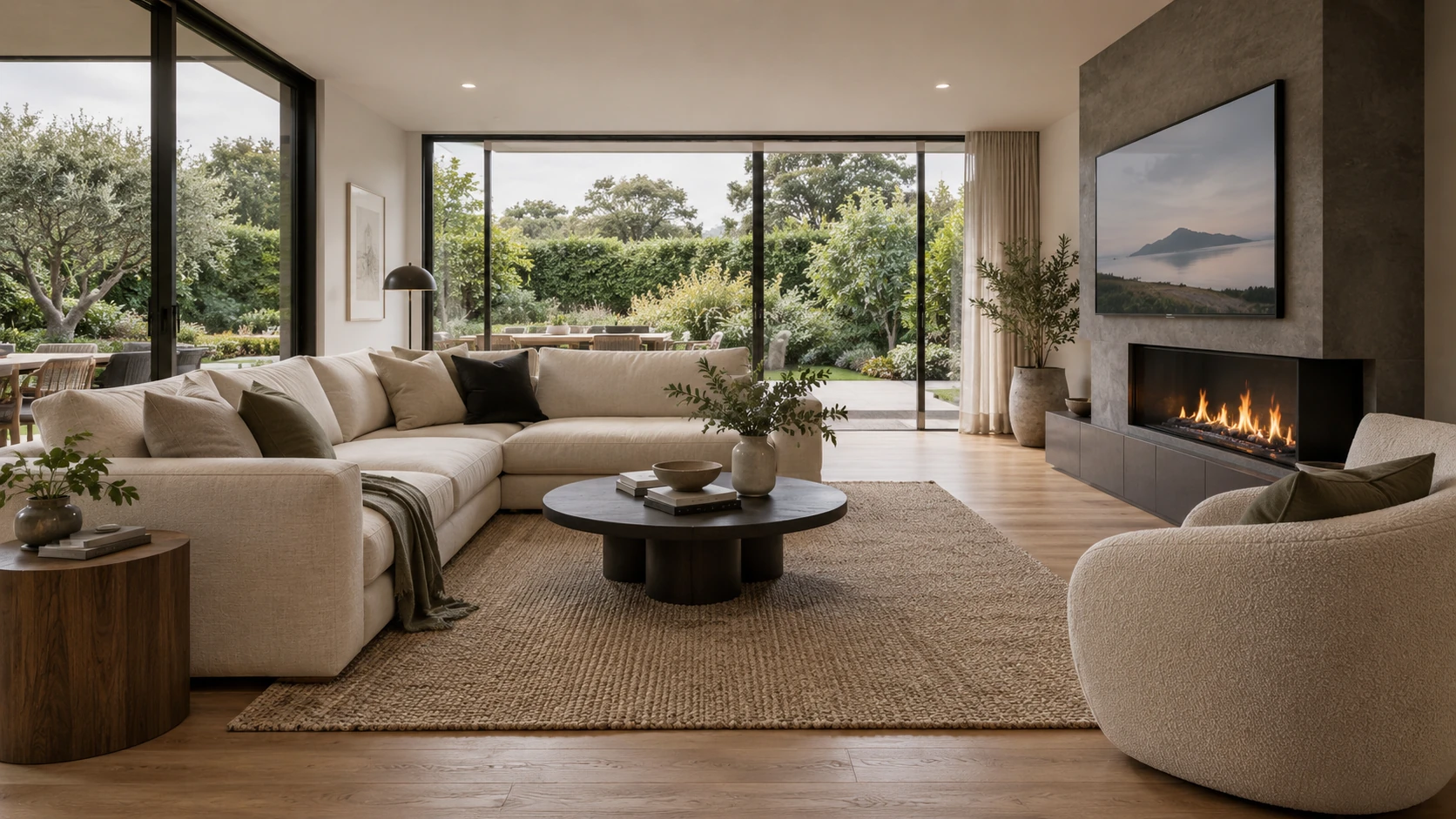 Illustrative finished living room property media